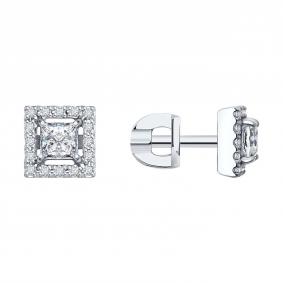 Серьги из белого золота SOKOLOV 1022235-3 с бриллиантом 1022235-3 фото