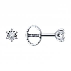 Серьги из белого золота SOKOLOV 1022260-3 с бриллиантом 1022260-3 фото