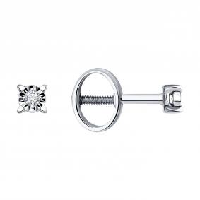 Серьги из белого золота SOKOLOV 1022266-3 с бриллиантом 1022266-3 фото