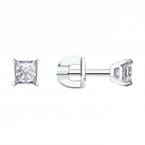 Серьги из белого золота SOKOLOV 1022272-3 с бриллиантом 1022272-3 фото