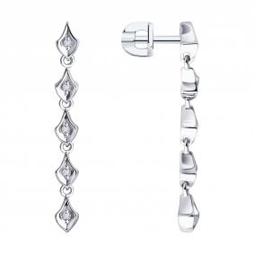 Серьги из белого золота SOKOLOV 1022280-3 с бриллиантом 1022280-3 фото