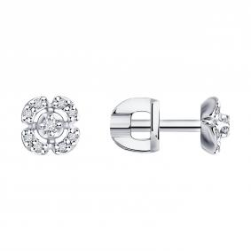 Серьги из белого золота SOKOLOV 1022284-3 с бриллиантом 1022284-3 фото