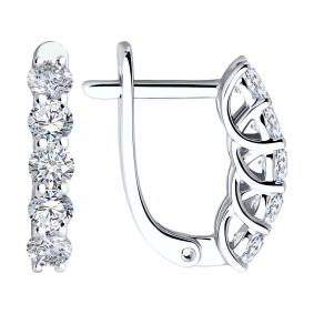 Серьги из белого золота SOKOLOV 1022287-3 с бриллиантом 1022287-3 фото