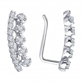 Серьги из белого золота SOKOLOV 1022294-3 с бриллиантом 1022294-3 фото