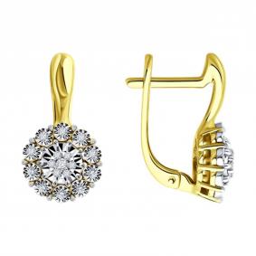 Серьги из лимонного золота SOKOLOV 1022310-2 с бриллиантом 1022310-2 фото