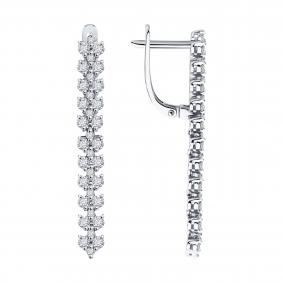 Серьги из белого золота SOKOLOV 1022339-3 с бриллиантом 1022339-3 фото