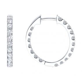 Серьги из белого золота SOKOLOV 1022368-3 с бриллиантом 1022368-3 фото