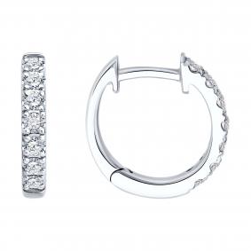 Серьги из белого золота SOKOLOV 1022369-3 с бриллиантом 1022369-3 фото