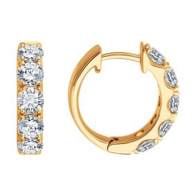 Золотые серьги SOKOLOV 1022370-5 с бриллиантом выращенным 1022370-5 фото