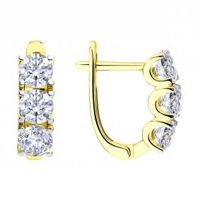 Серьги из лимонного золота SOKOLOV 1022371-2-5 с бриллиантом выращенным 1022371-2-5 фото