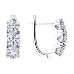 Серьги из белого золота SOKOLOV 1022371-3-5 с бриллиантом выращенным 1022371-3-5 фото