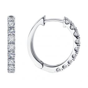 Серьги из белого золота SOKOLOV 1022372-3 с бриллиантом 1022372-3 фото