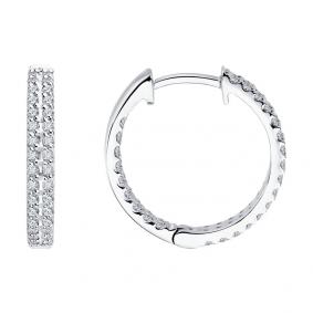 Серьги из белого золота SOKOLOV 1022374-3 с бриллиантом 1022374-3 фото