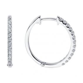 Серьги из белого золота SOKOLOV 1022376-3 с бриллиантом 1022376-3 фото