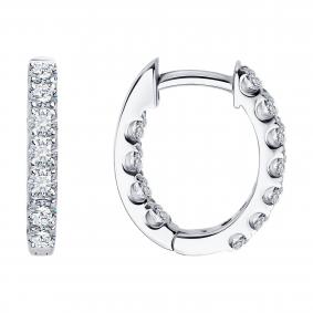 Серьги из белого золота SOKOLOV 1022377-3 с бриллиантом 1022377-3 фото