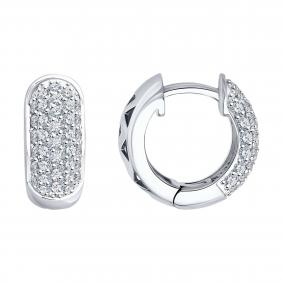 Серьги из белого золота SOKOLOV 1022379-3 с бриллиантом 1022379-3 фото
