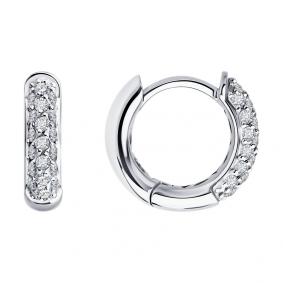 Серьги из белого золота SOKOLOV 1022381-3 с бриллиантом 1022381-3 фото