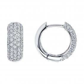 Серьги из белого золота SOKOLOV 1022383-3 с бриллиантом 1022383-3 фото