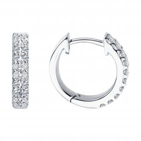 Серьги из белого золота SOKOLOV 1022384-3 с бриллиантом 1022384-3 фото