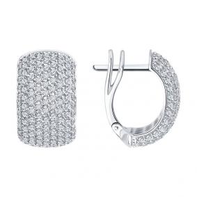Серьги из белого золота SOKOLOV 1022386-3 с бриллиантом 1022386-3 фото