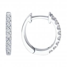 Серьги из белого золота SOKOLOV 1022387-3 с бриллиантом 1022387-3 фото