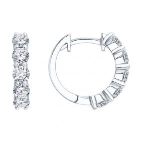 Серьги из белого золота SOKOLOV 1022390-3-5 с бриллиантом выращенным 1022390-3-5 фото