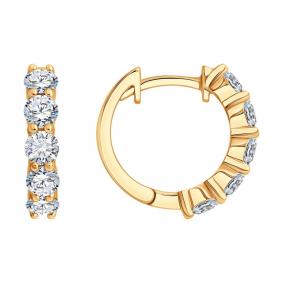 Золотые серьги SOKOLOV 1022390-5 с бриллиантом выращенным 1022390-5 фото