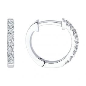 Серьги из белого золота SOKOLOV 1022401-3 с бриллиантом 1022401-3 фото