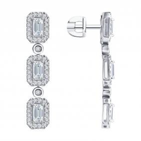 Серьги из белого золота SOKOLOV 1022415-3-5 с бриллиантом выращенным 1022415-3-5 фото