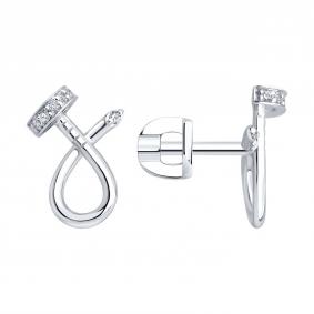 Серьги из белого золота SOKOLOV 1022416-3 с бриллиантом 1022416-3 фото