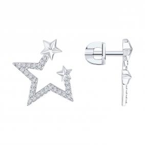 Серьги из белого золота SOKOLOV 1022424-3 с бриллиантом 1022424-3 фото