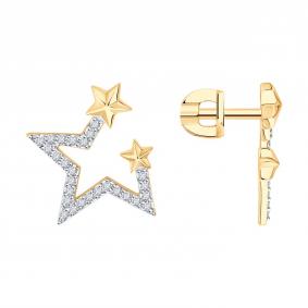 Золотые серьги SOKOLOV 1022424 с бриллиантом 1022424 фото