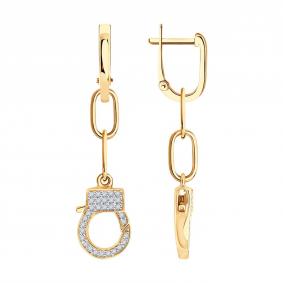 Золотые серьги SOKOLOV 1022444 с бриллиантом 1022444 фото