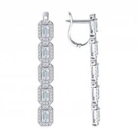 Серьги из белого золота SOKOLOV 1022447-3-5 с бриллиантом выращенным 1022447-3-5 фото