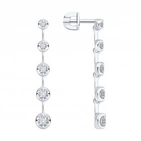 Золотые серьги SOKOLOV 1022449-3-5 с бриллиантом выращенным 1022449-3-5 фото