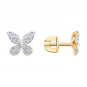 Золотые серьги SOKOLOV 1022463-5 с бриллиантом выращенным 1022463-5 фото