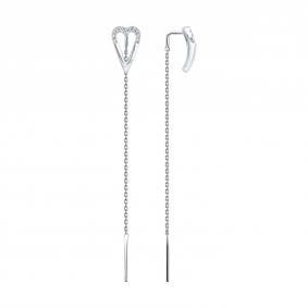 Серьги из белого золота SOKOLOV 1022467-3 с бриллиантом 1022467-3 фото