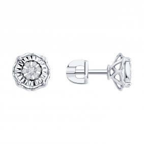 Серьги из белого золота SOKOLOV 1022470-3 с бриллиантом 1022470-3 фото