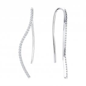Серьги из белого золота SOKOLOV 1022471-3 с бриллиантом 1022471-3 фото