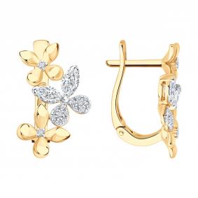 Золотые серьги SOKOLOV 1022478-5 с бриллиантом выращенным 1022478-5 фото