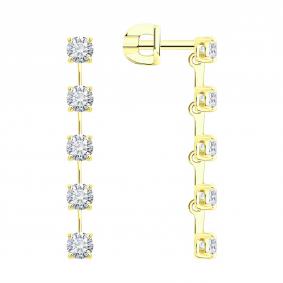 Золотые серьги SOKOLOV 1022486-2-5 с бриллиантом выращенным 1022486-2-5 фото