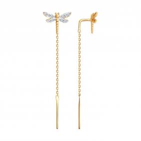 Золотые серьги SOKOLOV 1022489 с бриллиантом 1022489 фото