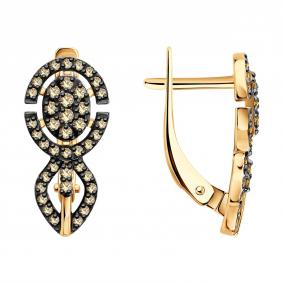 Золотые серьги SOKOLOV 1022496 с коньячным бриллиантом 1022496 фото