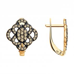 Золотые серьги SOKOLOV 1022499 с коньячным бриллиантом 1022499 фото