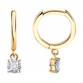 Золотые серьги SOKOLOV 1022506-5 с бриллиантом выращенным 1022506-5 фото