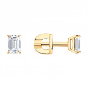 Золотые серьги SOKOLOV 1022509-5 с бриллиантом выращенным 1022509-5 фото