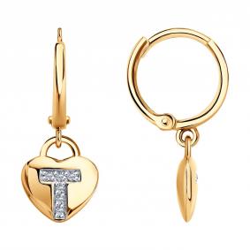 Золотые серьги SOKOLOV 1022513 с бриллиантом 1022513 фото