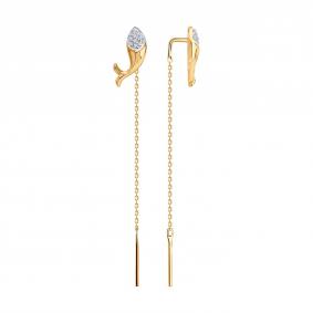 Золотые серьги SOKOLOV 1022517 с бриллиантом 1022517 фото