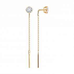 Золотые серьги SOKOLOV 1022520-5 с бриллиантом выращенным 1022520-5 фото