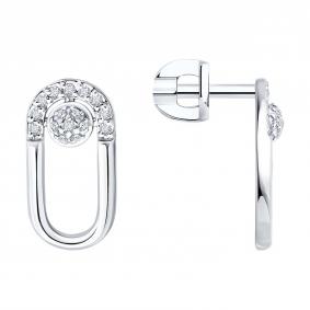Серьги из белого золота SOKOLOV 1022526-3 с бриллиантом 1022526-3 фото